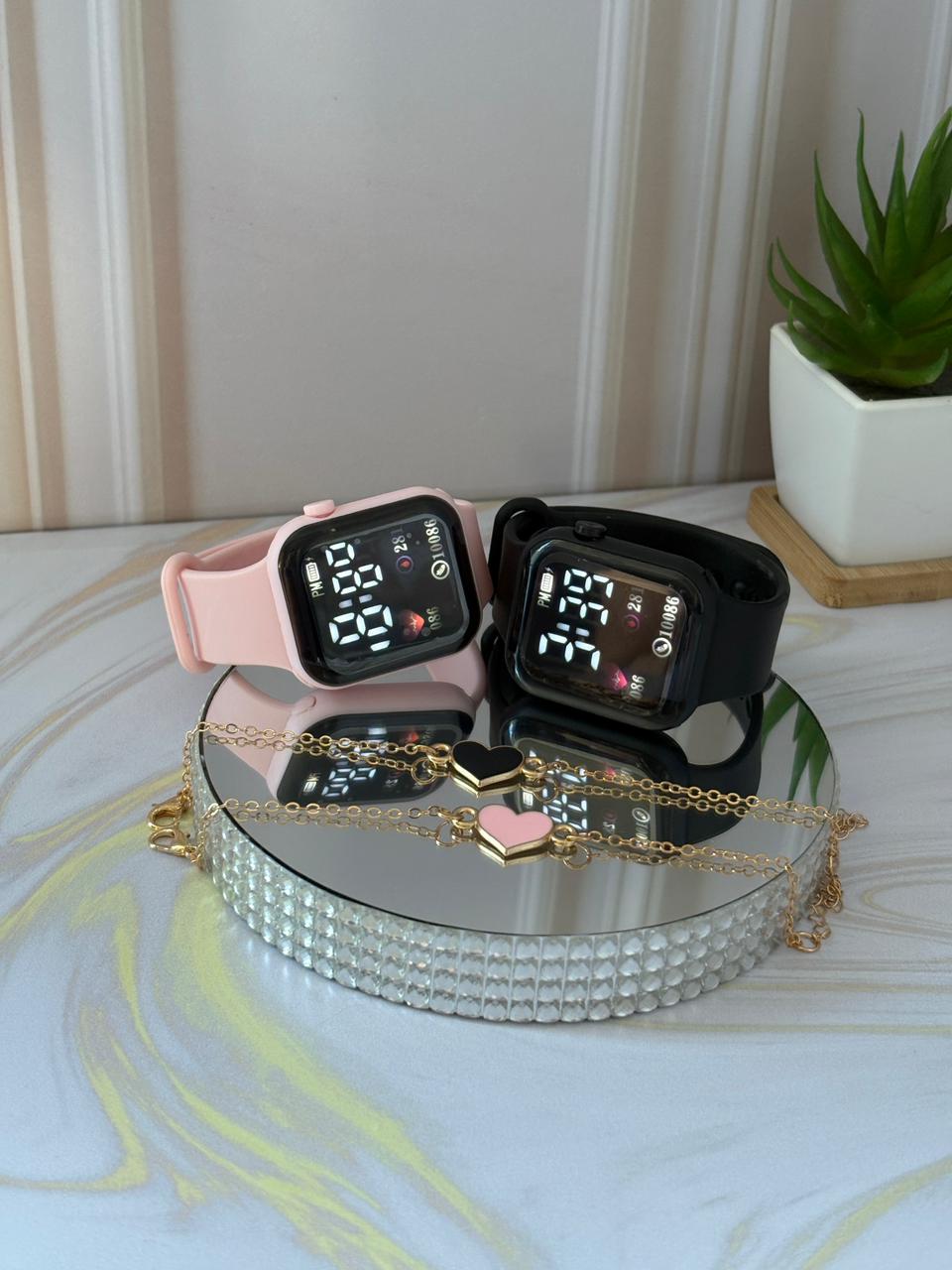 Set Relojs + Pulseras Corazón