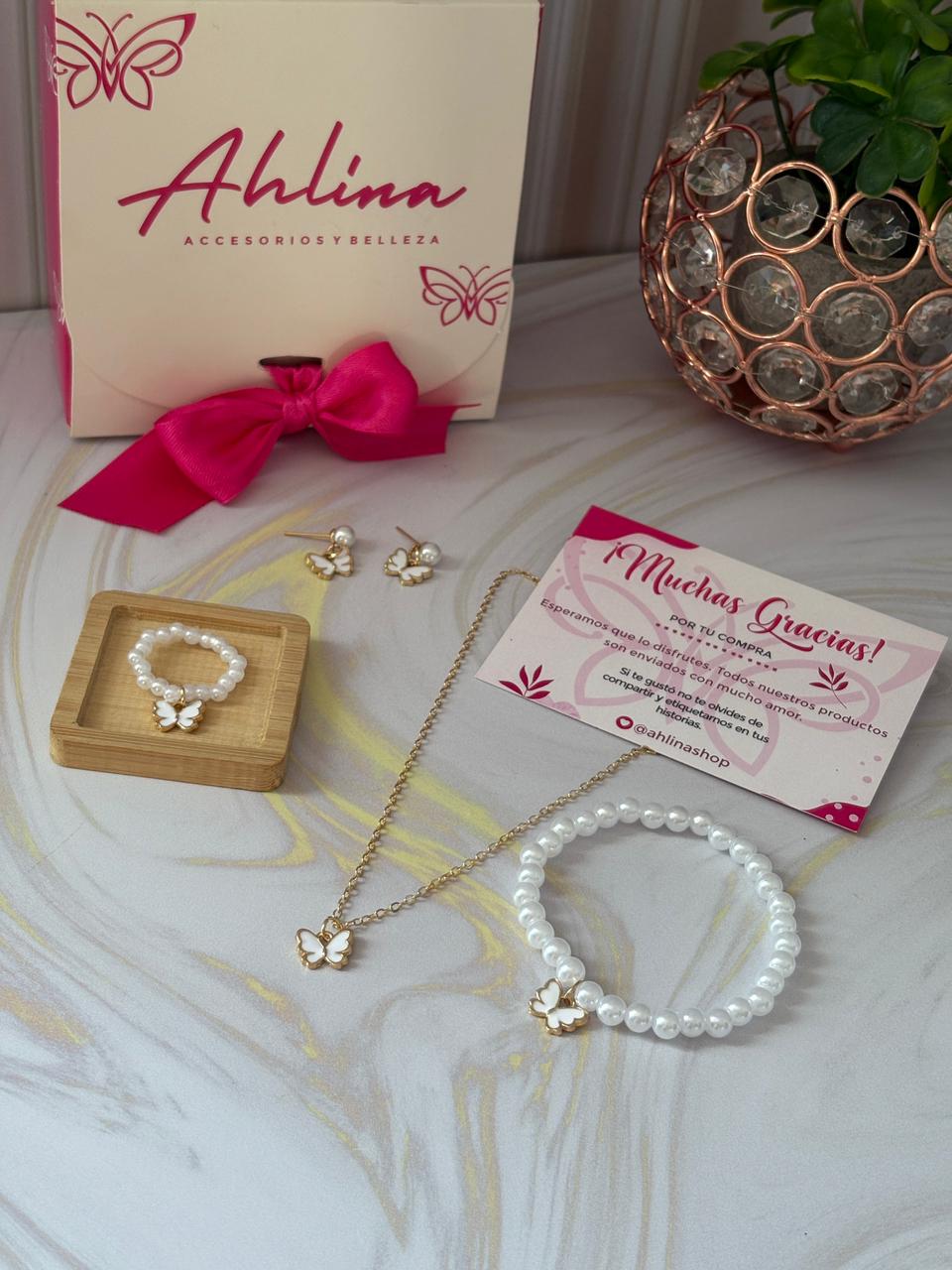 Set Mariposa Perla Blanca