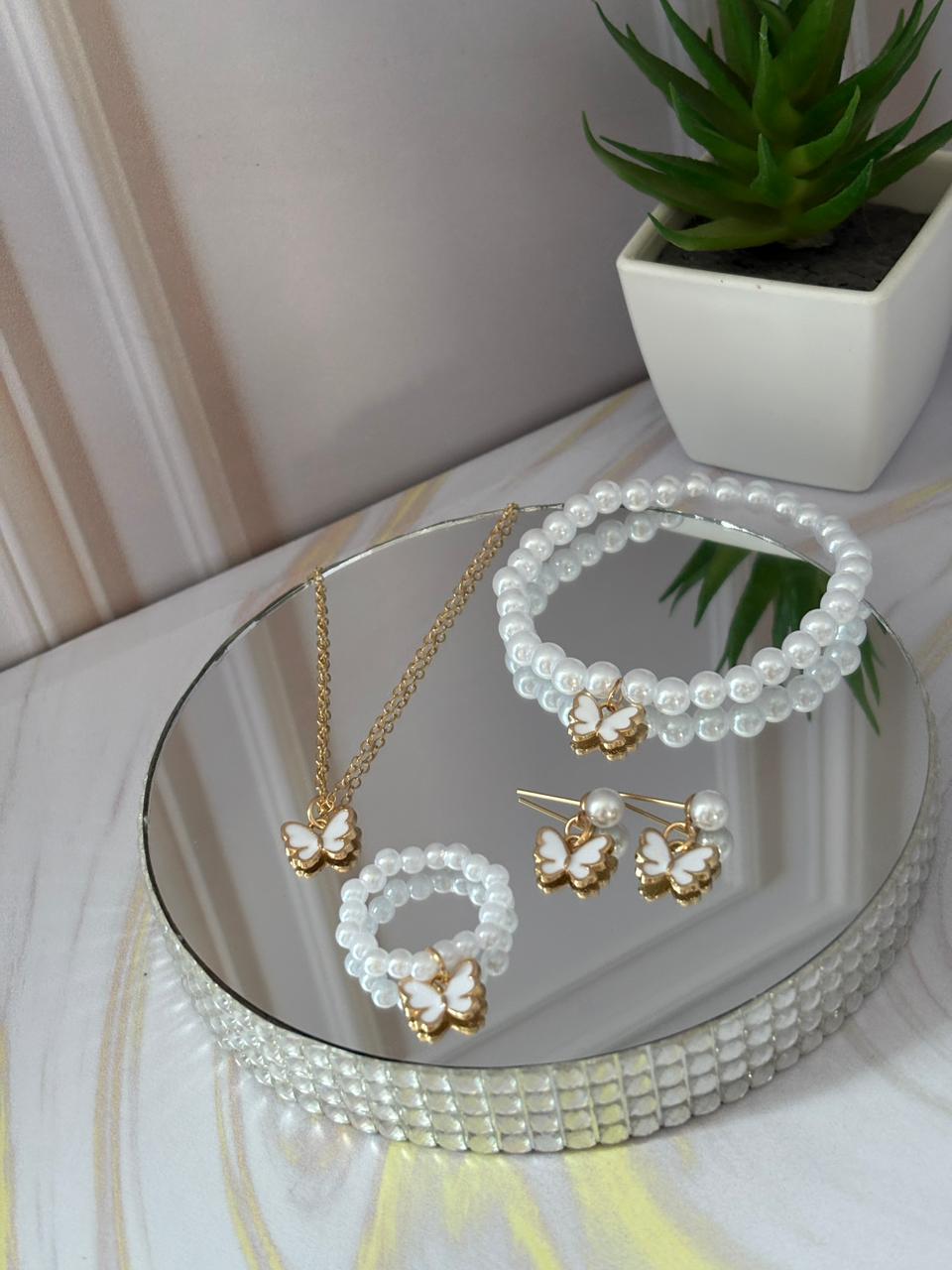 Set Mariposa Perla Blanca
