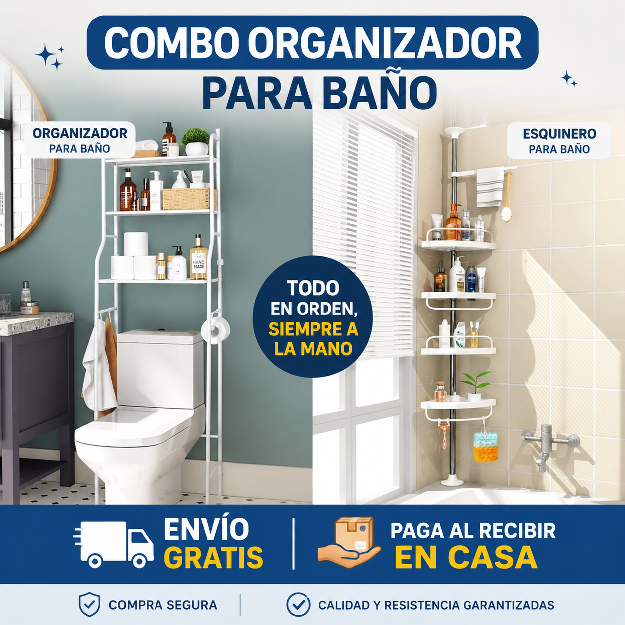 Combo Organizador de Baño + Esquinero